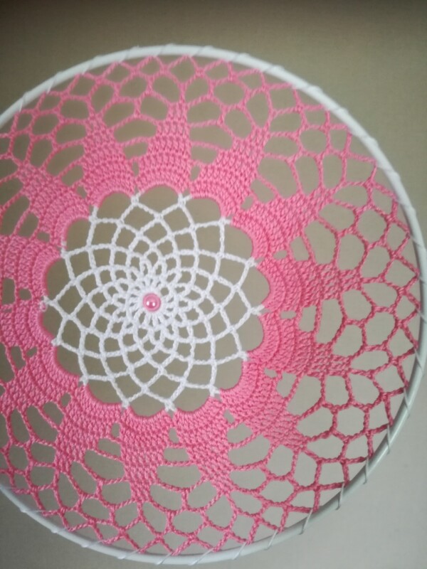 Krajka 18 cm (růžová s korálkem) 