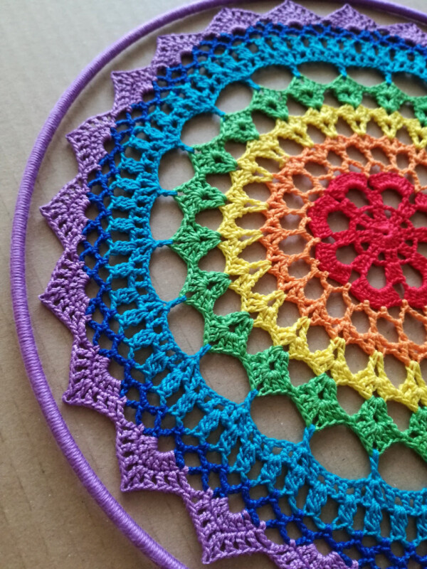 Lapač snů DUHOVÝ - sada k sestavení (25 cm)