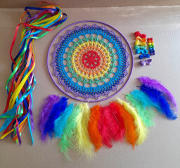 Lapač snů DUHOVÝ - sada k sestavení (25 cm)