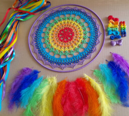 Lapač snů DUHOVÝ - sada k sestavení (25 cm)