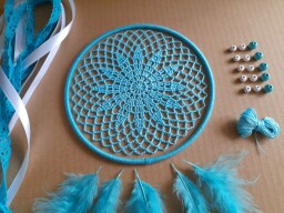 Lapač snů TYRKYSOVÝ - sada k sestavení (15 cm)