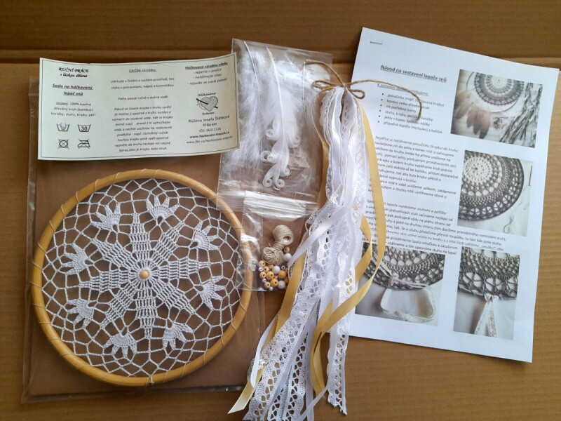 Lapač snů BÍLÝ+ bambus - sada k sestavení (20 cm) 